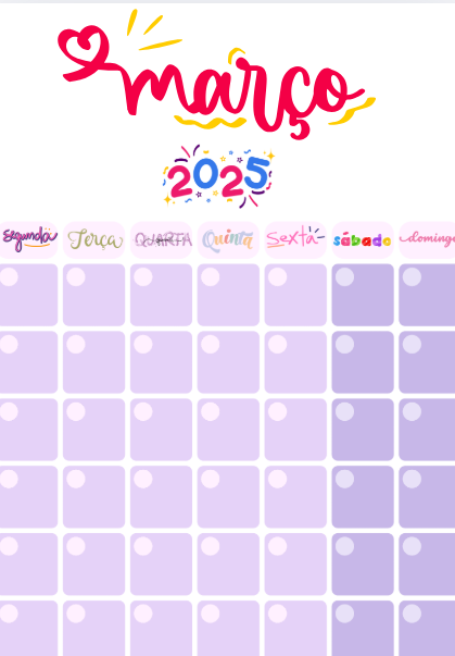 Calendário para Sala de Aula  Março Ampliado