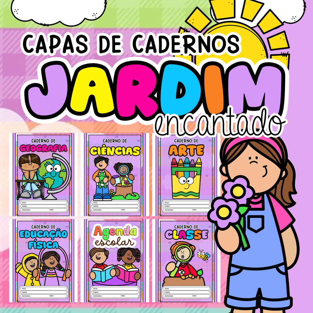 Capas de Caderno Jardim Encantado